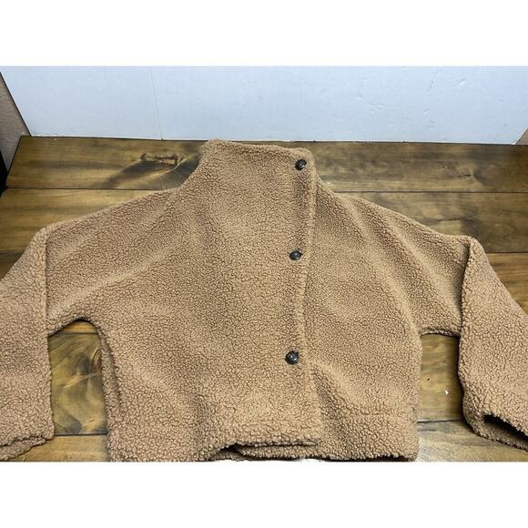 Free People We The Free Izzy Wrap Teddy Coat In Sand Size Small Tan Faux Sherpa - Picture 3 of 13